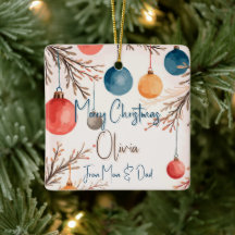 Kerst Gepersonaliseerde Pastel Waterverf Ornament