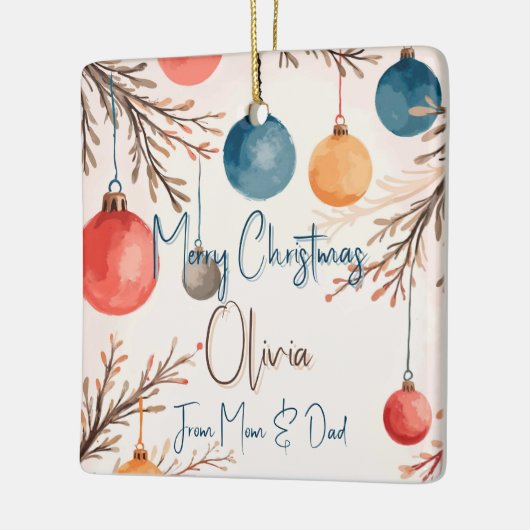 Kerst Gepersonaliseerde Pastel Waterverf Ornament (Links)