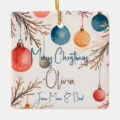 Kerst Gepersonaliseerde Pastel Waterverf Ornament (Voorkant)