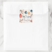 Kerst Gepersonaliseerde Pastel Waterverf Ornament Vierkante Sticker (Tas)