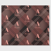 Kerst Gepersonaliseerde Plaid Maroon Roze Cadeaupapier (Vlak)