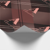 Kerst Gepersonaliseerde Plaid Maroon Roze Cadeaupapier (Hoek)