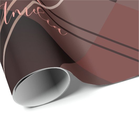 Kerst Gepersonaliseerde Plaid Maroon Roze Cadeaupapier (Rol Hoek)