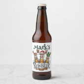 Kerst Gepersonaliseerde Reinbeer Bier Etiket (Voorkant)