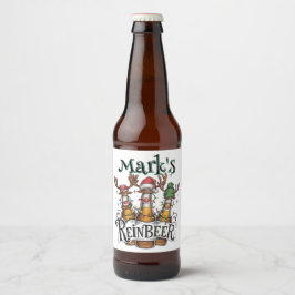 Kerst Gepersonaliseerde Reinbeer Bier Etiket