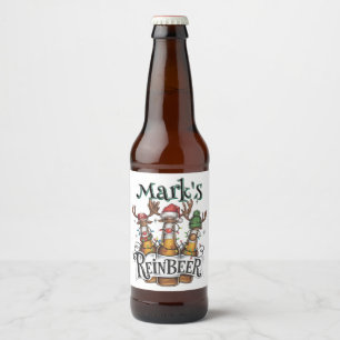 Kerst Gepersonaliseerde Reinbeer Bier Etiket