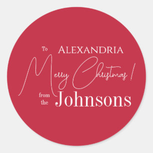 Kerst gepersonaliseerde rode familie ronde sticker