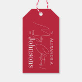 Kerst gepersonaliseerde rode familienaam cadeaulabel (Achterkant)