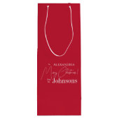 Kerst gepersonaliseerde rode familienaam wijn cadeautas (Achterkant)