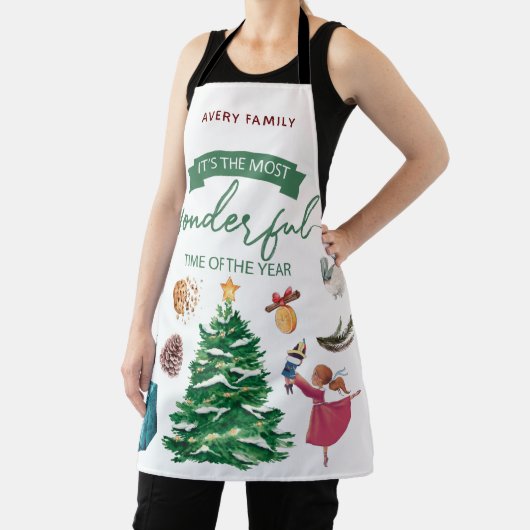 Kerst Gepersonaliseerde Schattigee Illustraties Schort (Insitu)