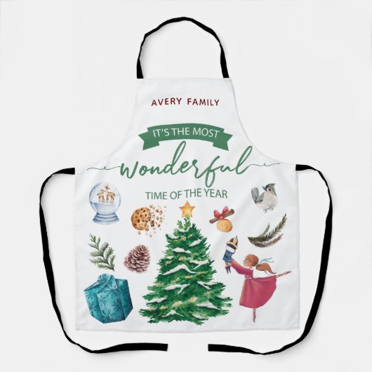 Kerst Gepersonaliseerde Schattigee Illustraties Schort (Voorkant)