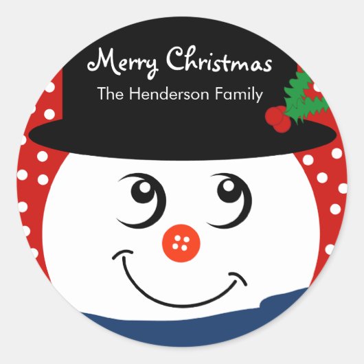 Kerst Gepersonaliseerde Sticker - Sneeuwman (Voorkant)