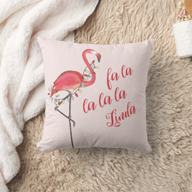 Kerst gepersonaliseerde tropische roze flamingo kussen (Deken)