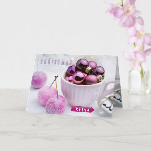 Kerst Gepersonaliseerde Violet Balls Ornamenten Kaart