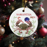 Kerst - Gepersonaliseerde Waterverf - Schaaldieren Keramisch Ornament<br><div class="desc">Dit ontwerp kan op het gebied worden gepersonaliseerd dat door de foto en/of tekst te veranderen wordt verstrekt. Of het kan worden aangepast door te klikken deze Sjabloon personaliseert en dan de klik te kiezen om verdere optie aan te passen en de kleur van de achtergrond te schrappen of te...</div>