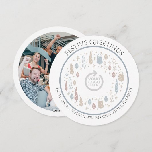 Kerst Gepersonaliseerde Zakelijke Corporate Logo Feestdagenkaart (Voorkant / Achterkant)