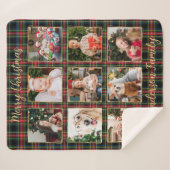 Kerst Geplaagd Custom Gouden Foto Collage Familie Sherpa Deken (Voorkant (horizontaal))
