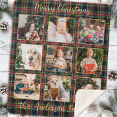 Kerst Geplaagd Custom Gouden Foto Collage Familie Sherpa Deken