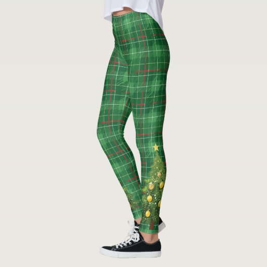 Kerst geplakt groen met boom leggings (Links)
