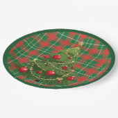 Kerst geplakt groen, rood, goud, wit papieren bordje (Gekanteld)