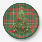 Kerst geplakt groen, rood, goud, wit papieren bordje (Voorkant)