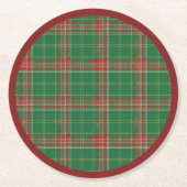 Kerst Geplakt Groen, Rood met Goud Ronde Kartonnen Onderzetter (Voorkant)