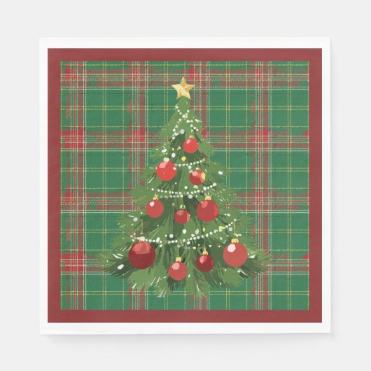 Kerst Geplakt Groen, Rood met Goud Servet (Voorkant)