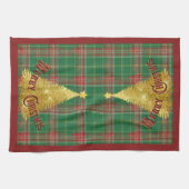 Kerst geplakt groen, rood met gouden boom theedoek (Horizontaal)