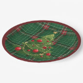 Kerst geplakt groen, rood papieren bordje (Gekanteld)