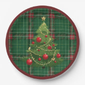 Kerst geplakt groen, rood papieren bordje (Voorkant)