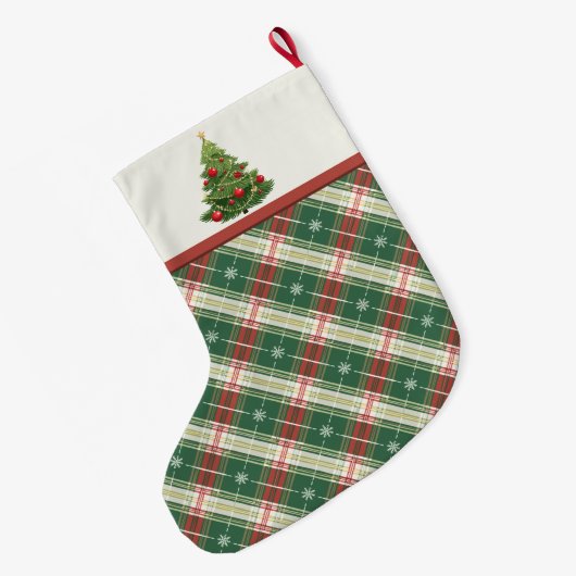 Kerst Geplakt Groen, Wit, Goud Grote Kerstsok (Achterkant (Hangend))