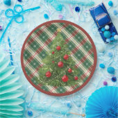 Kerst Geplakt Groen, Wit, met Rood Papieren Bordje (Feest)