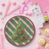 Kerst Geplakt Groen, Wit, met Rood Papieren Bordje (Feest)