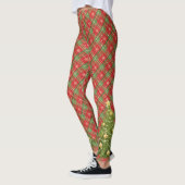 Kerst Geplakt Rood, Groen, Goud met Boom Leggings (Links)
