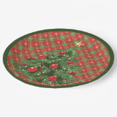 Kerst Geplakt Rood, Groen Met Gouden Sneeuwvlokken Papieren Bordje (Gekanteld)