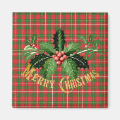 Kerst geplakt rood groen met krans magneet (Voorkant)