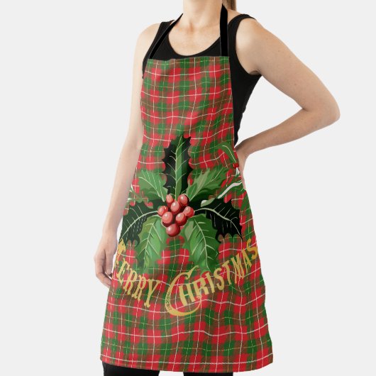 Kerst geplakt rood groen met krans schort (Insitu)