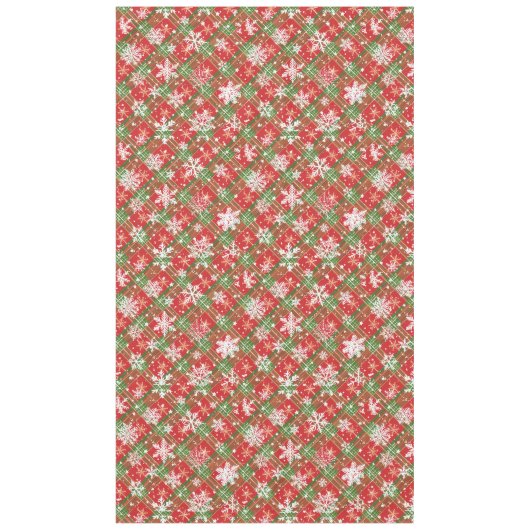 Kerst Geplakt Rood, Groen Met Witte Sneeuwvlokken Tafelkleed (Voorkant)