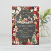 Kerst geplakt rood zwarte koekjes cocktails partij kaart (Staand voorkant)