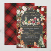 Kerst geplakt rood zwarte koekjes cocktails partij kaart (Voorkant / Achterkant)