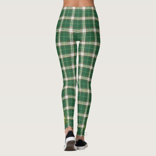 Kerst Geplakt Wit, Groen met Boom Leggings (Achterkant)