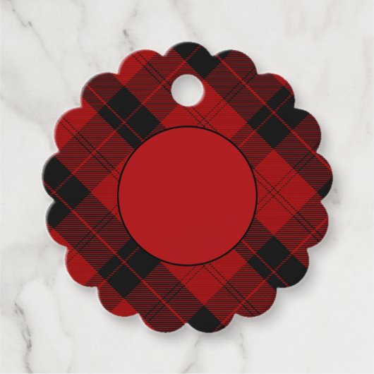 Kerst geruit patroon Red Buffalo Plaid Bedankjes Labels (Voorkant)