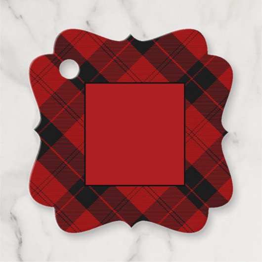Kerst geruit patroon Red Buffalo Plaid Bedankjes Labels (Voorkant)