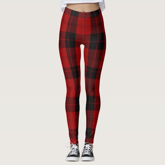Kerst geruit patroon Red Buffalo Plaid Leggings (Voorkant)