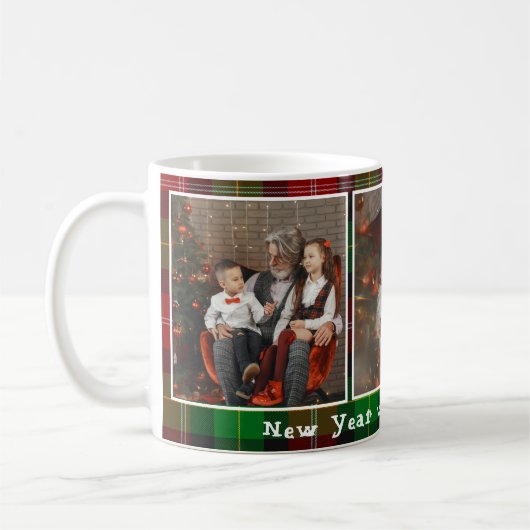 Kerst geruite foto's Koffie Mok (Links)