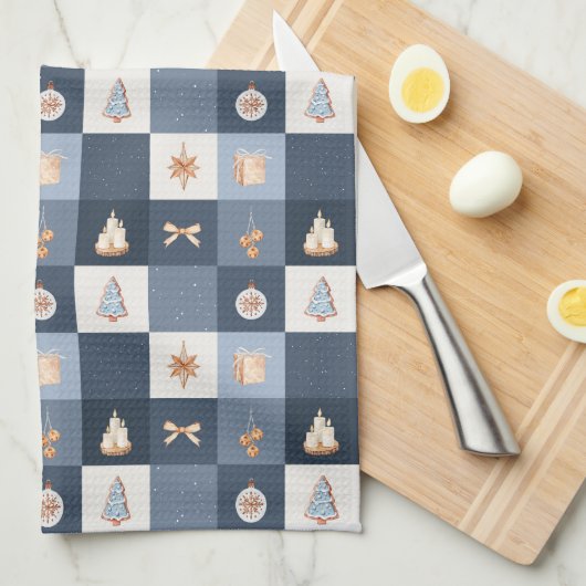 Kerst Geruite Keuken Handdoek (Quarter Fold)
