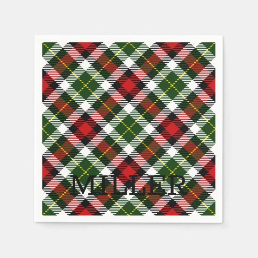 Kerst geruite NAAM Rood Groen Zwart Classic Servet (Voorkant)