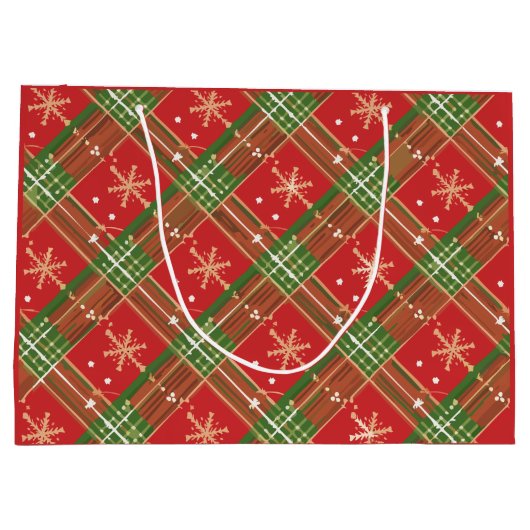 Kerst geruite rood groen goud groot cadeauzakje (Achterkant)