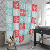 Kerst geruite sneeuwvlokken douchegordijn