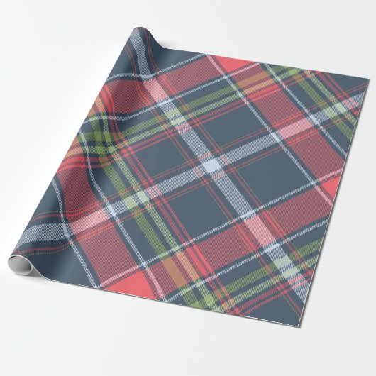 Kerst geruite Tartan Diagonal Wrapping Papier (Uitgerold)